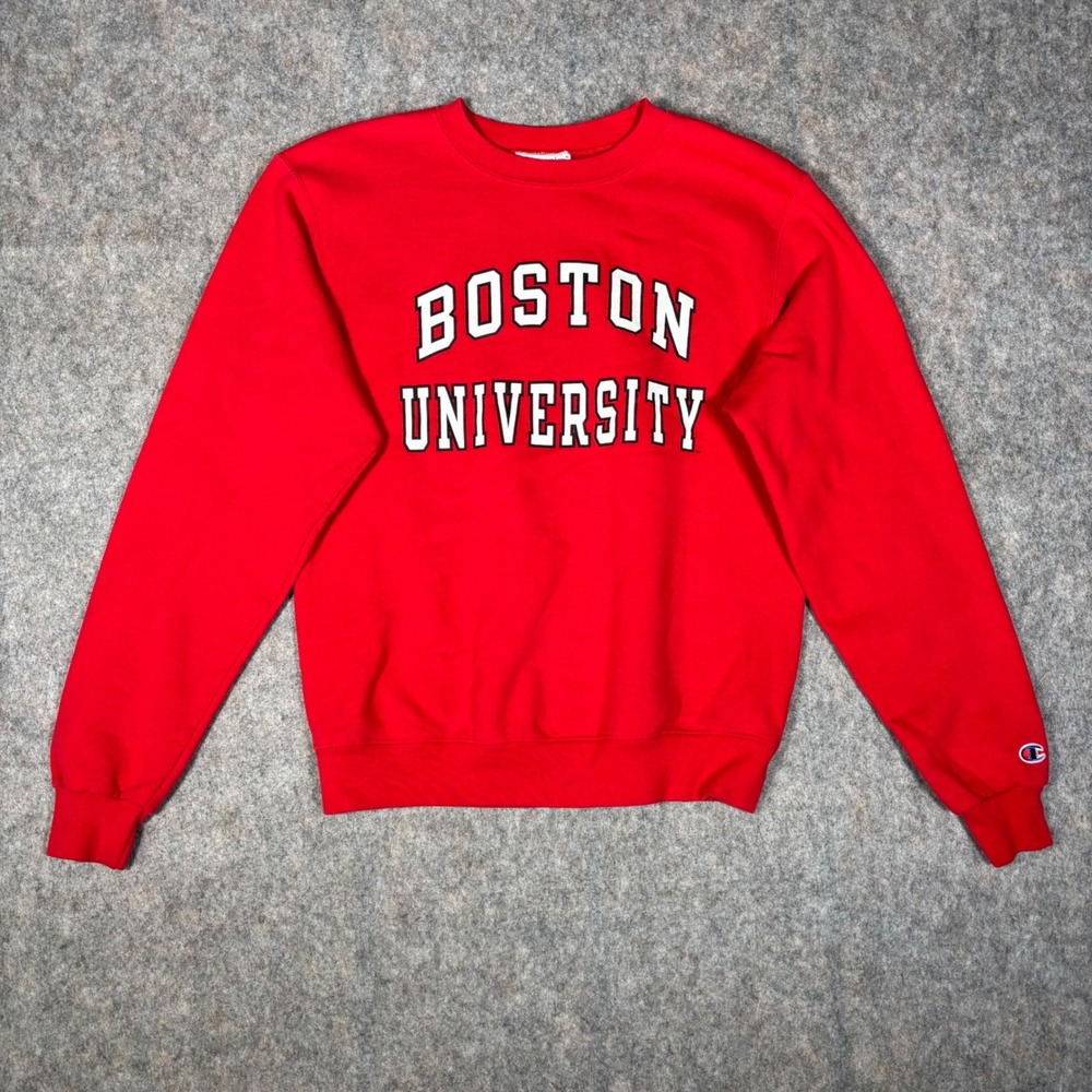 Champion Boston University Sweatshirt S Red Crewneck Collegiate Pullover‎ NCAA